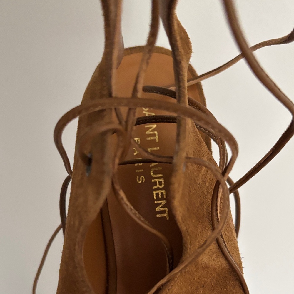Yves Saint Laurent Tan Lace-Up Over the Knee Boots - Picture 5 of 14